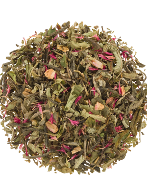 Mix van groene en witte thee met rabarber, verbena en korenbloem